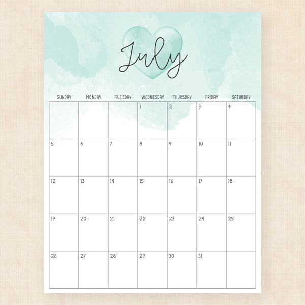july 2026 calendar colorful crush