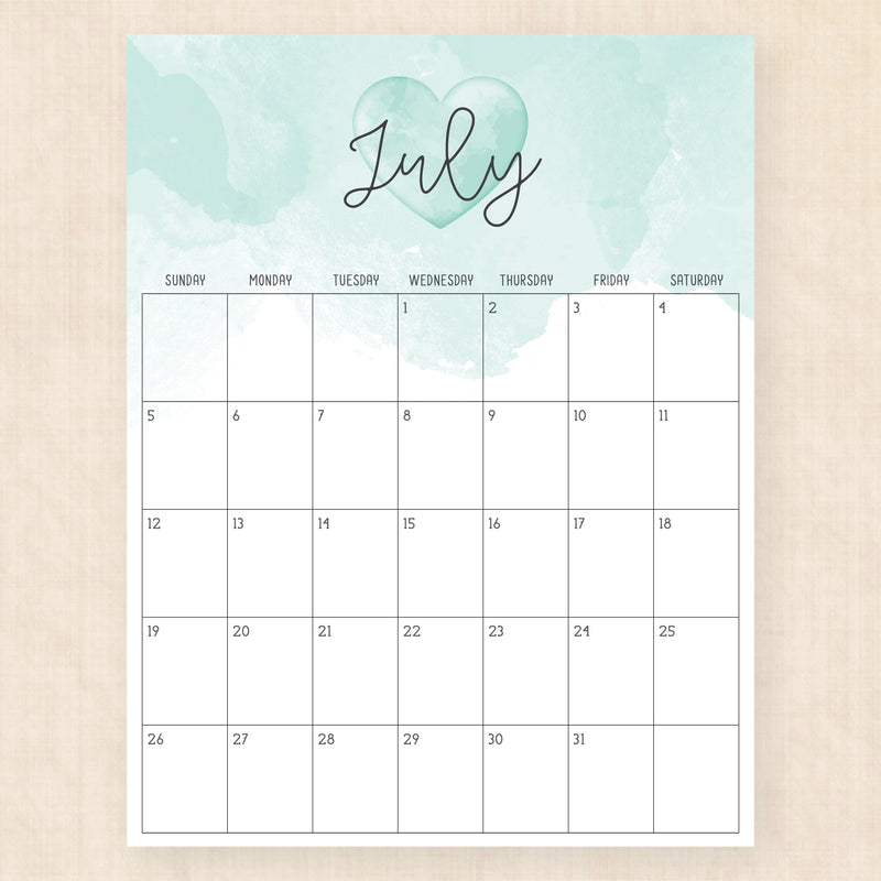 july 2026 calendar colorful crush
