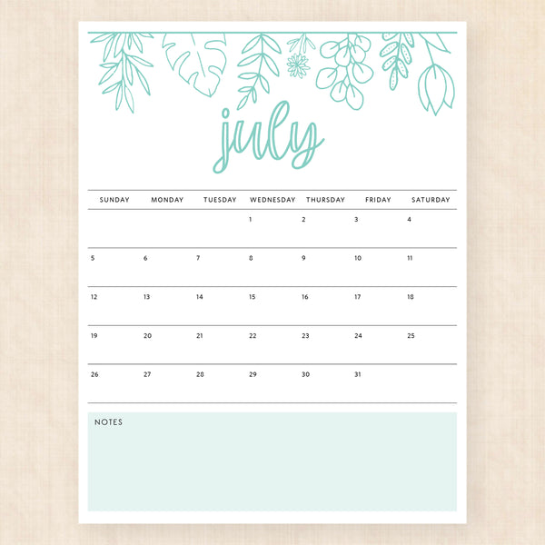july 2026 calendar delicate daffodils