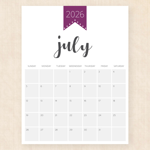 july 2026 calendar polished pride