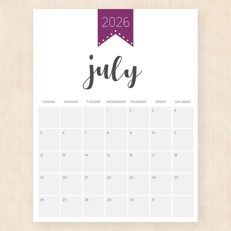 july 2026 calendar polished pride