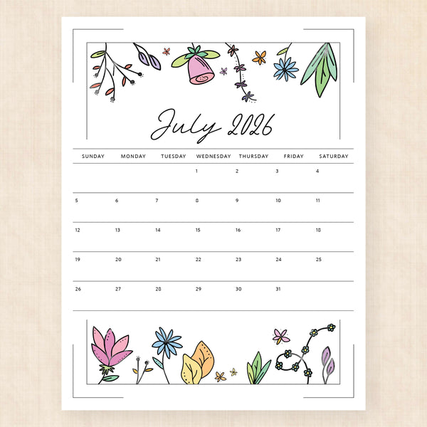 july 2026 calendar azalea anthem