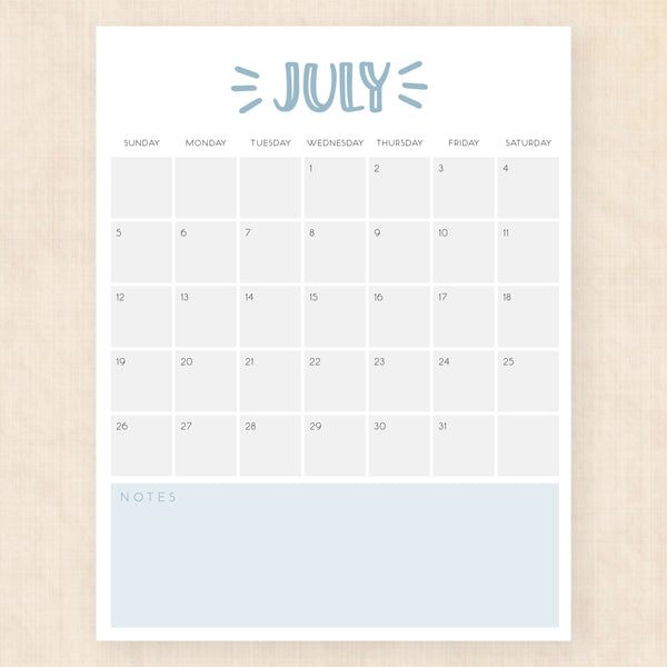 july 2026 calendar sassy splash