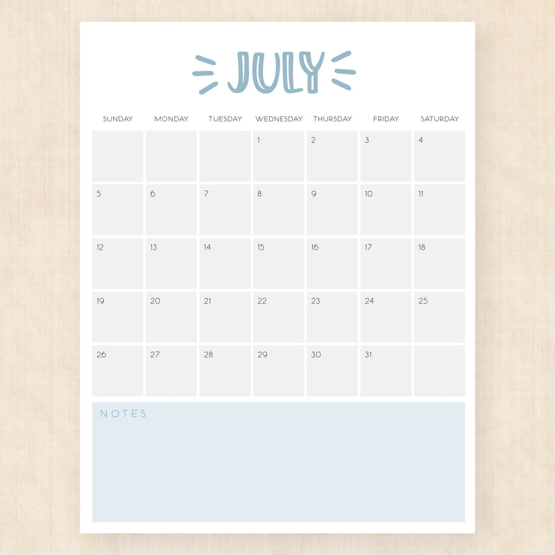 july 2026 calendar sassy splash