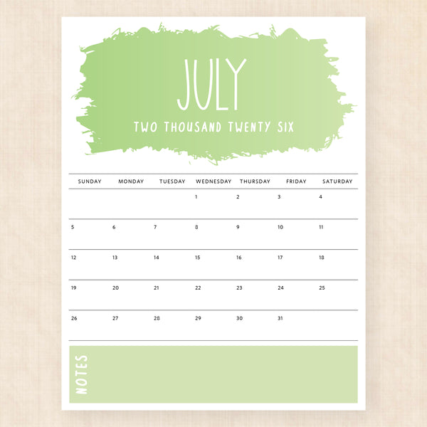 july 2026 calendar vivid vision