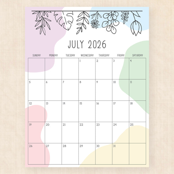 july 2026 calendar radiant rhapsody