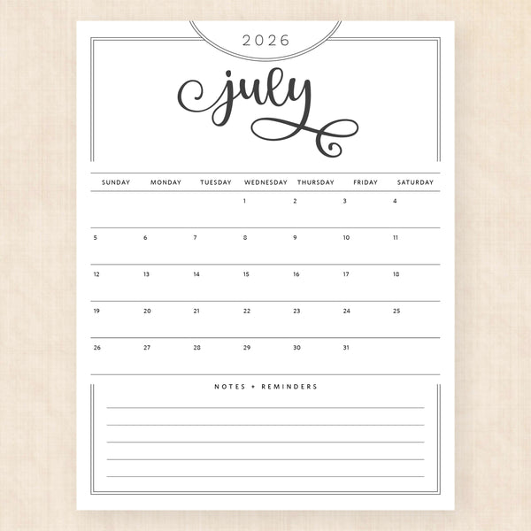 july 2026 calendar flawless flourish