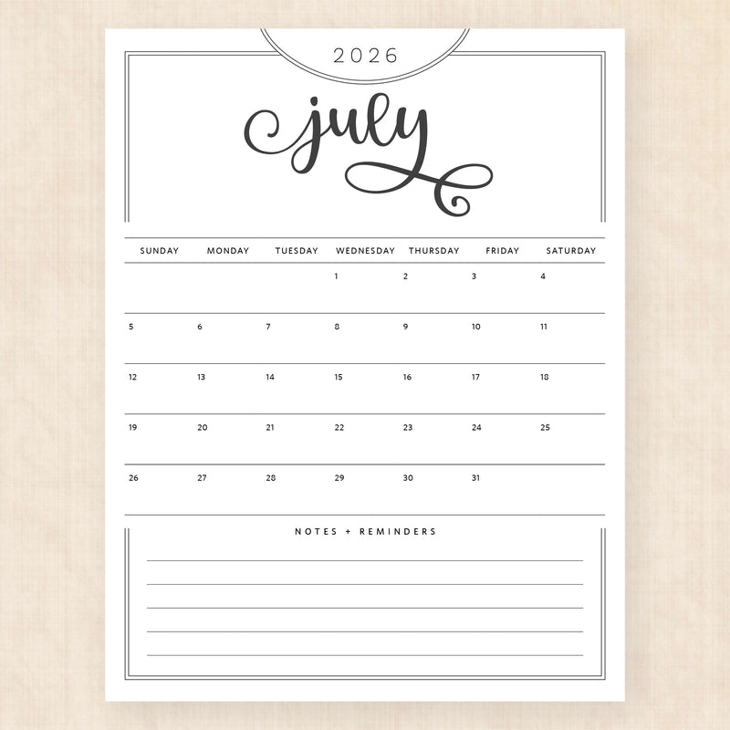 july 2026 calendar flawless flourish