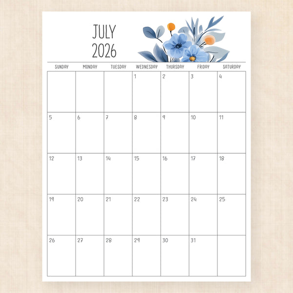 july 2026 calendar royal reverie