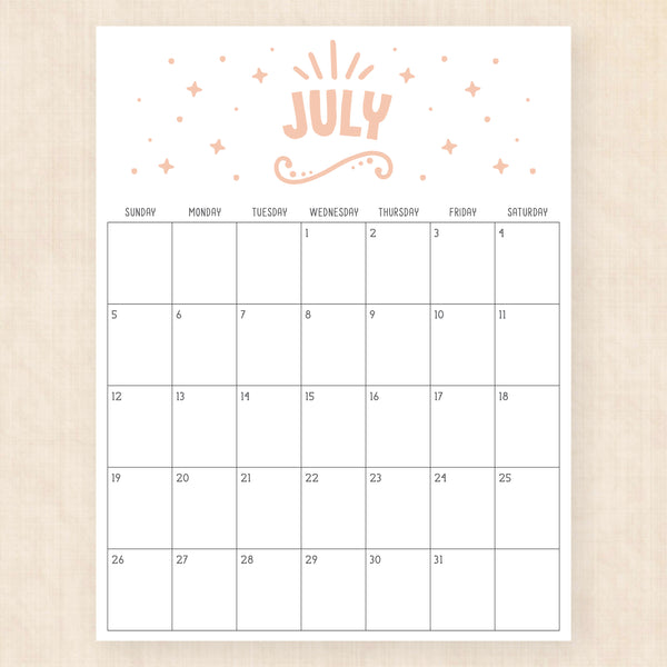 july 2026 calendar heavenly haze