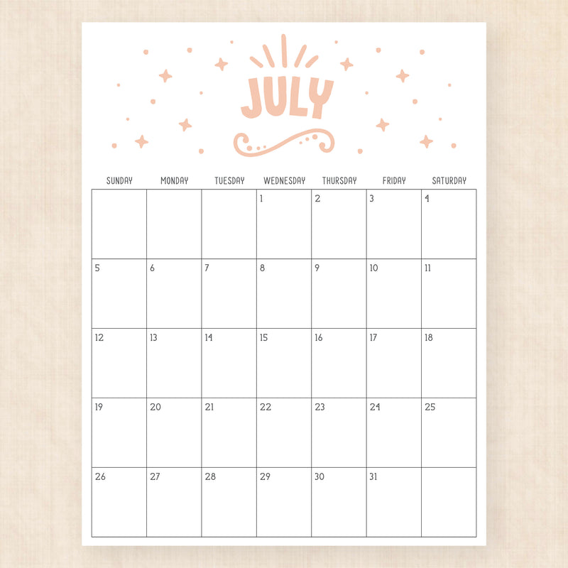 july 2026 calendar heavenly haze