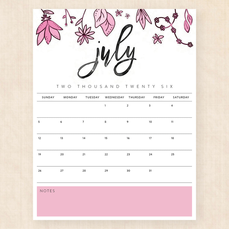 july 2026 calendar pixie prairie