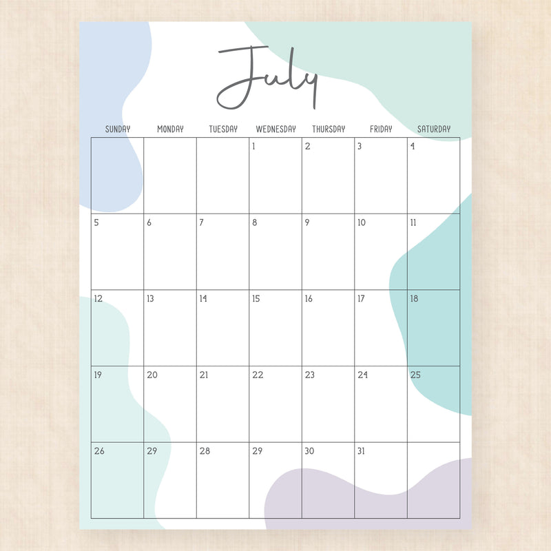 july 2026 calendar rainforest rhapsody