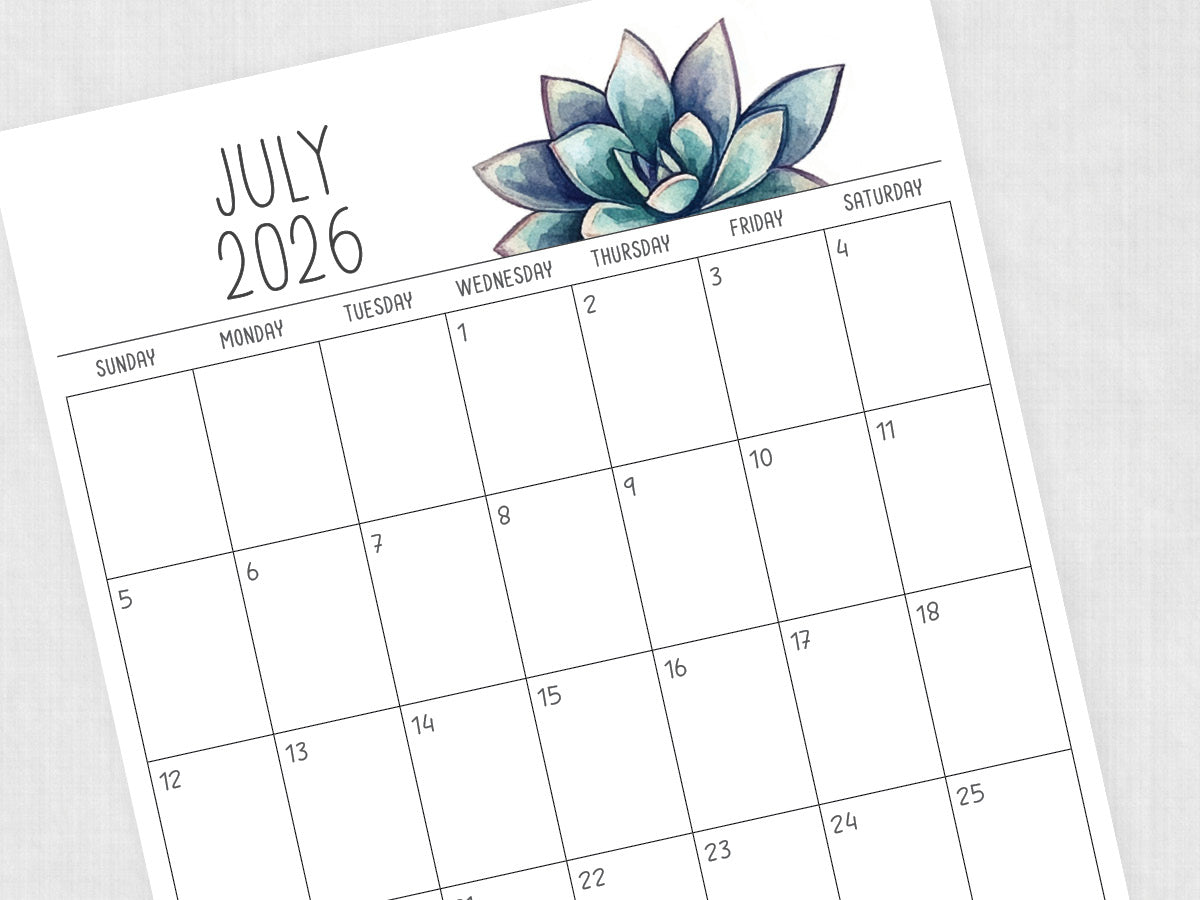 july 2026 calendar template