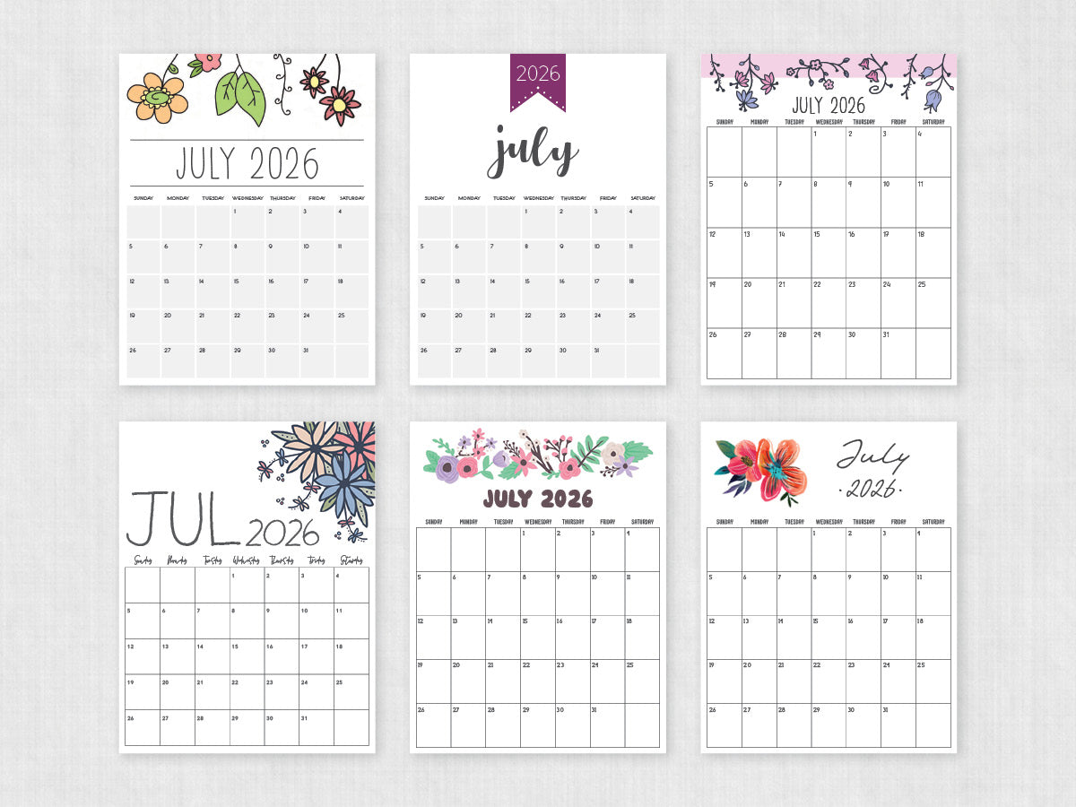 july 2026 printable calendar