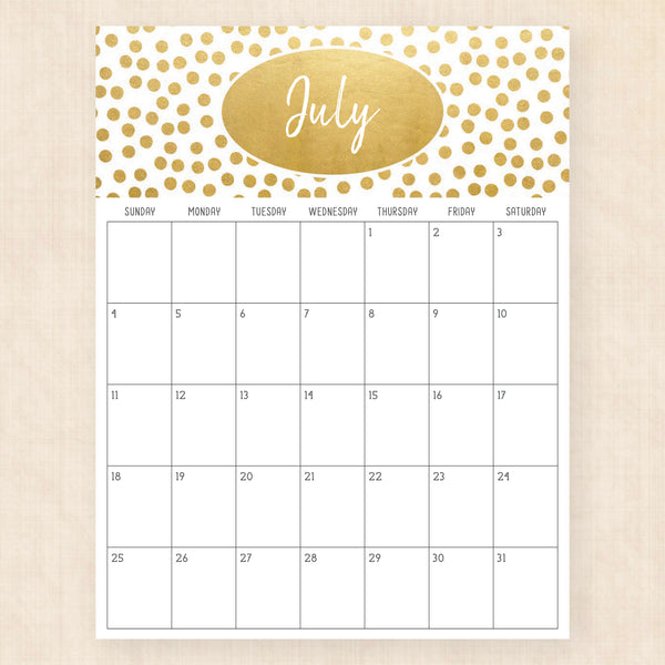 july 2027 calendar golden glamour