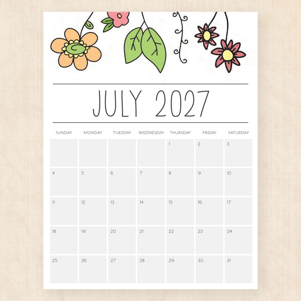 july 2027 calendar opulent orchids