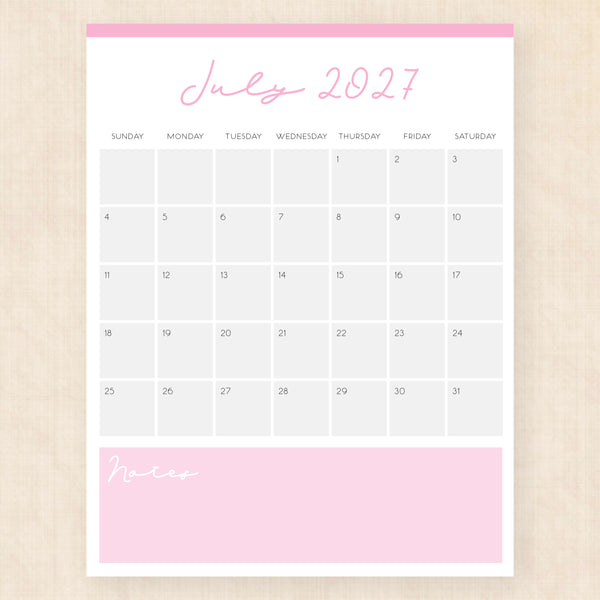 july 2027 calendar serene symphony