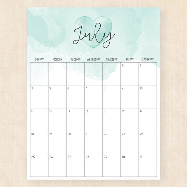 july 2027 calendar colorful crush
