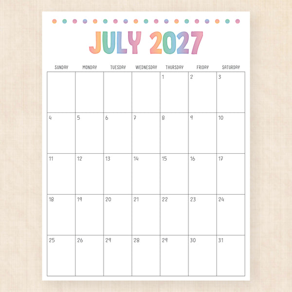 july 2027 calendar electric echo