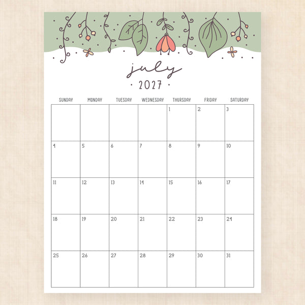 july 2027 calendar garden gala
