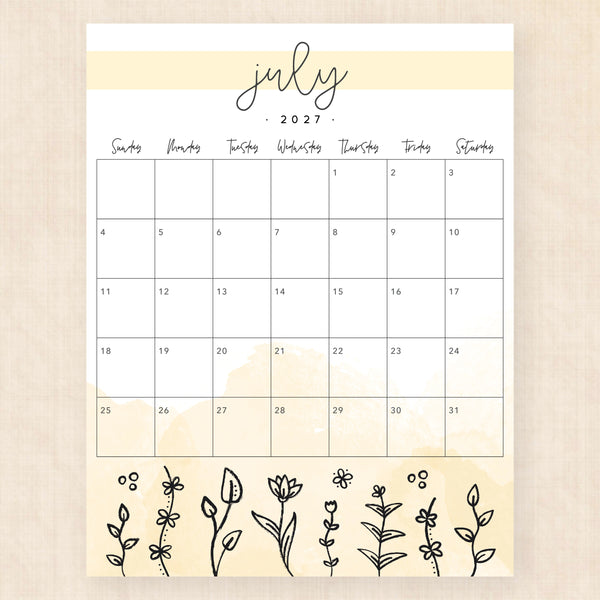 july 2027 calendar springtime splash
