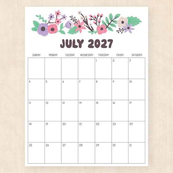 july 2027 calendar driftwood dreams