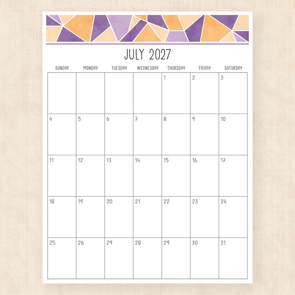 july 2027 calendar magic mosaic