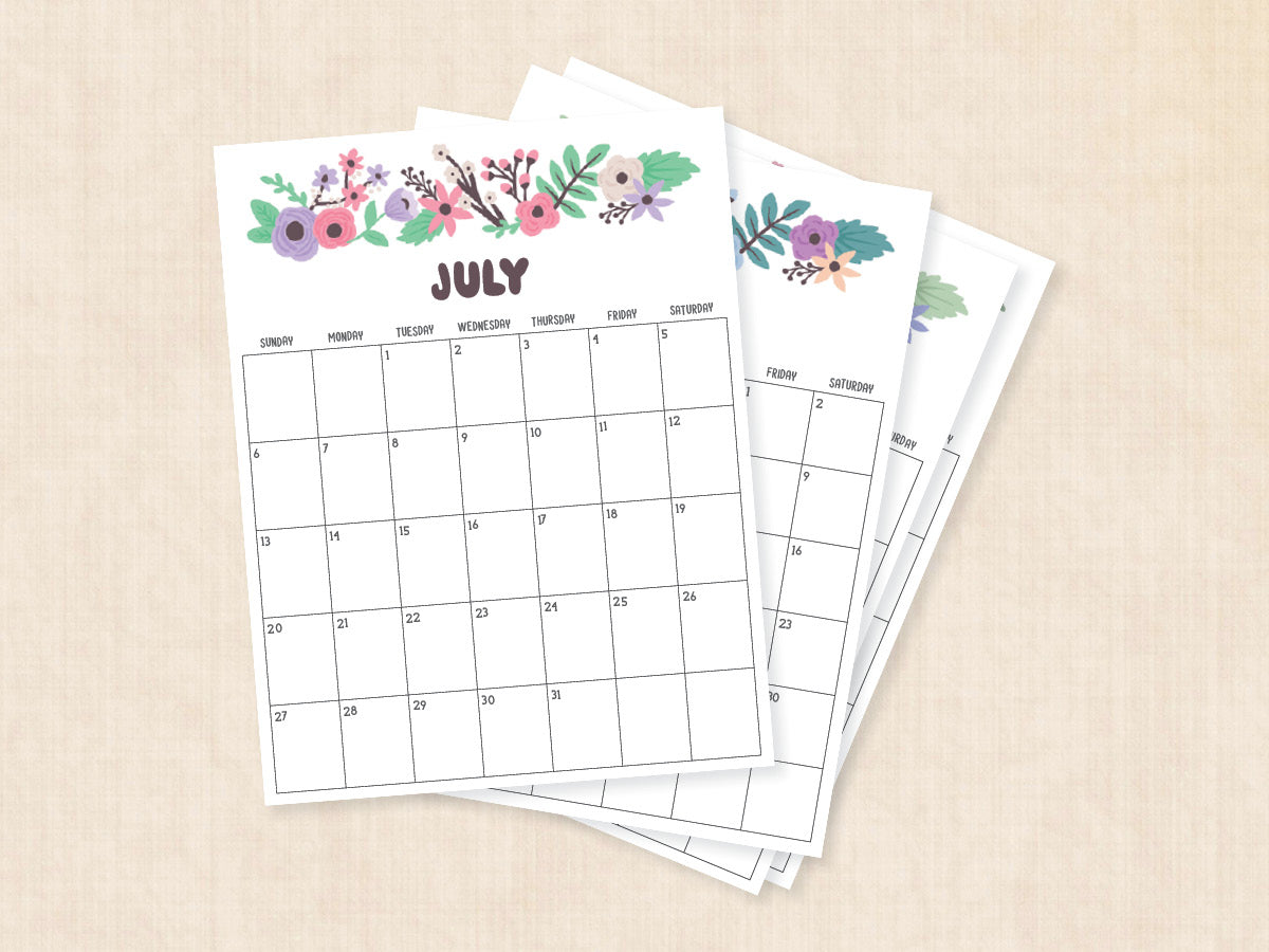 july calendar printable
