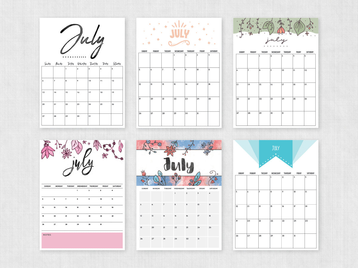 july printable calendar