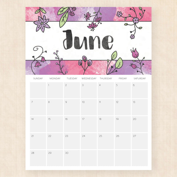 june 2026 calendar brilliant blossoms