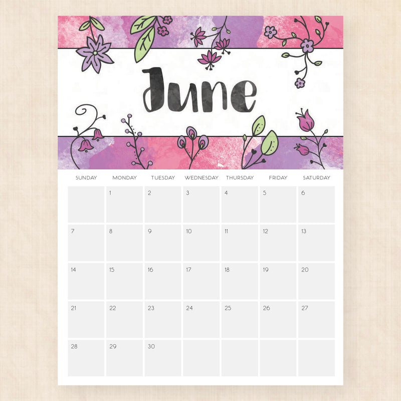 june 2026 calendar brilliant blossoms