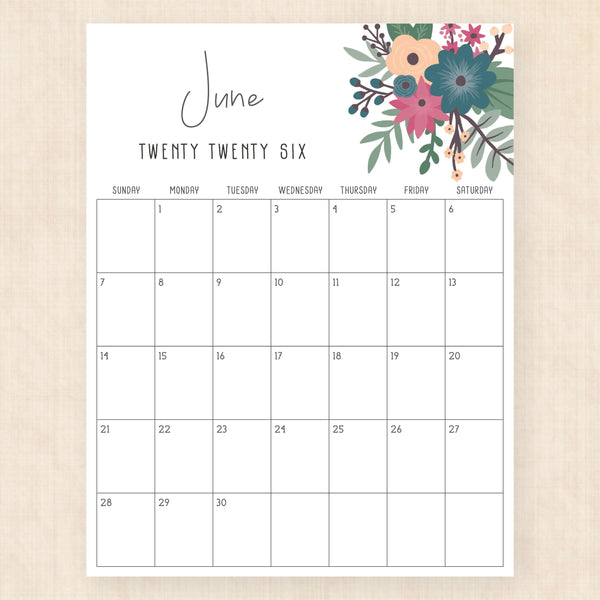 june 2026 calendar petunia punch