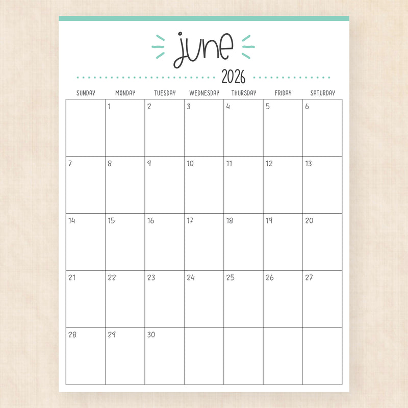june 2026 calendar buzzy burst