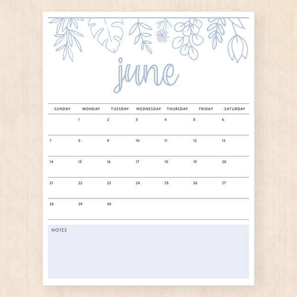 june 2026 calendar delicate daffodils