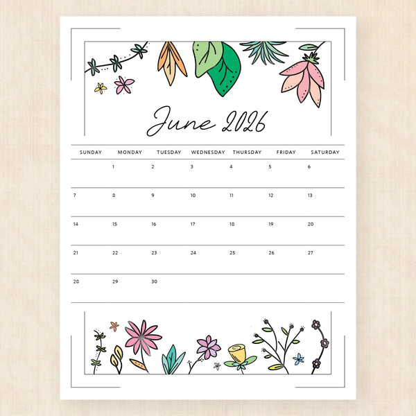 june 2026 calendar azalea anthem