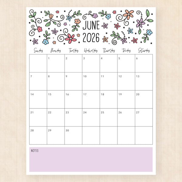 june 2026 calendar lovely lillies