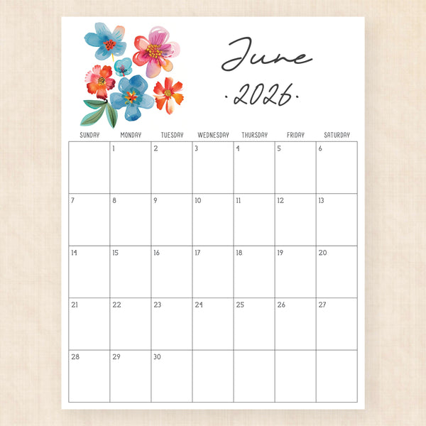 june 2026 calendar tropical treasure