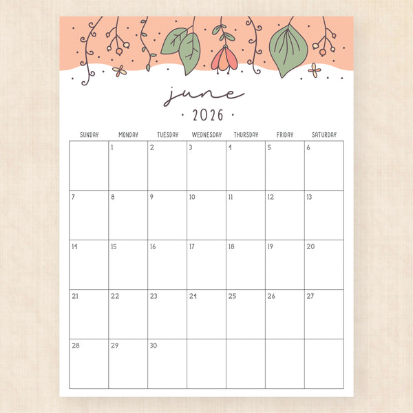 june 2026 calendar tropical treasure