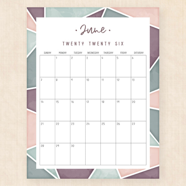 june 2026 calendar majestic mosaic