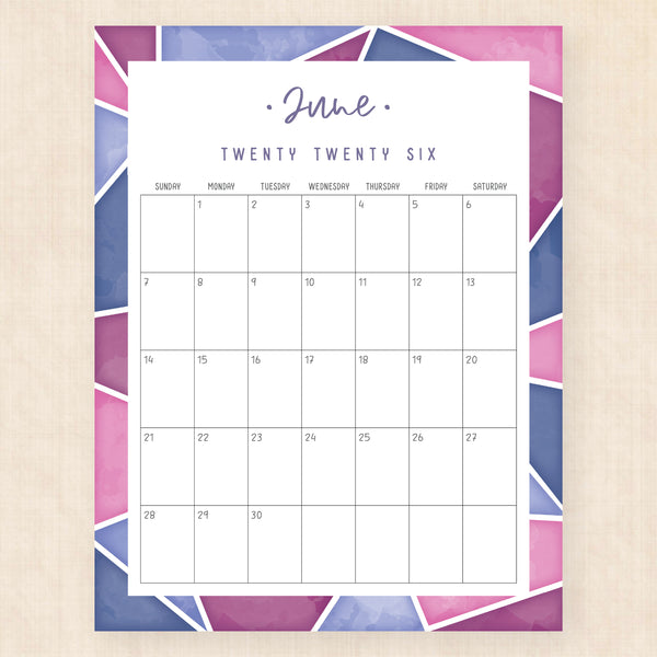june 2026 calendar midnight mosaic