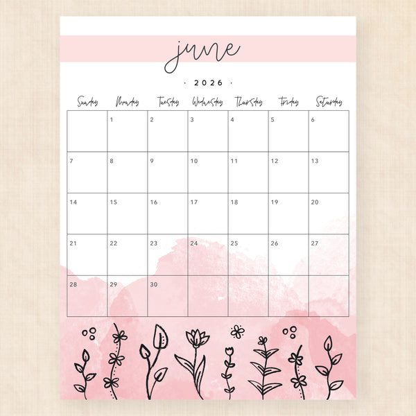 june 2026 calendar springtime splash