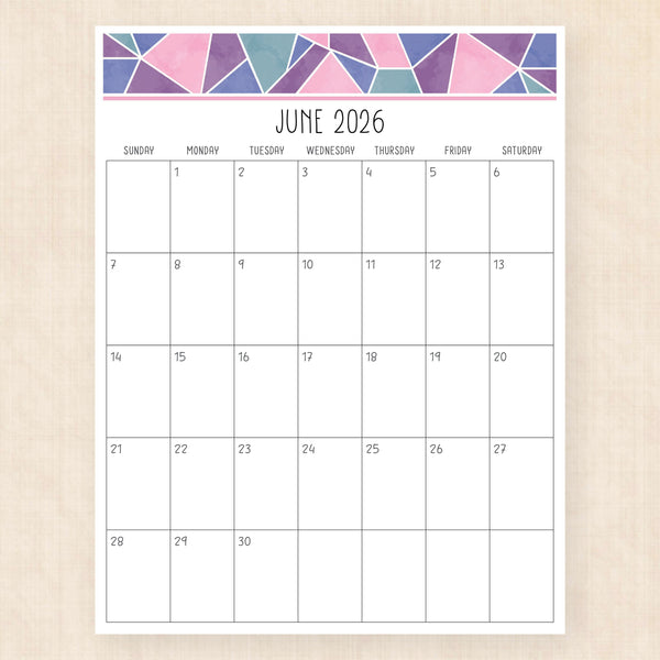 june 2026 calendar magic mosaic