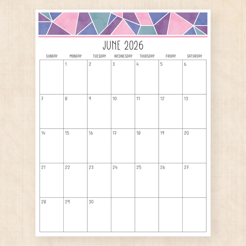 june 2026 calendar magic mosaic