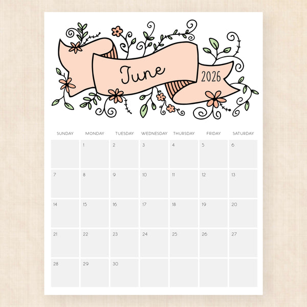 june 2026 calendar lavish lillies