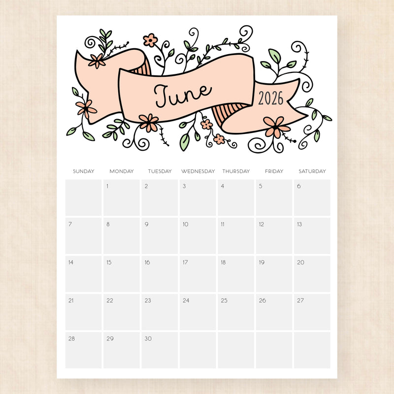 june 2026 calendar lavish lillies