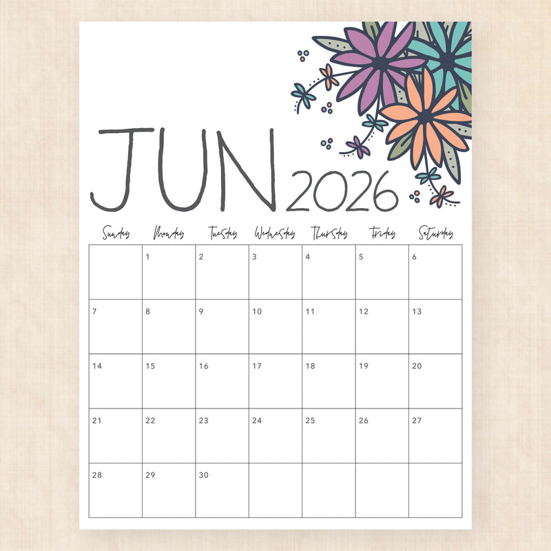 june 2026 calendar dapper daisies