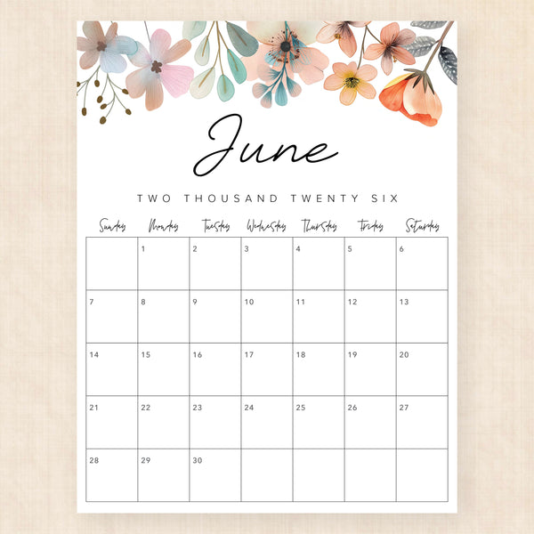 june 2026 calendar lush lagoon