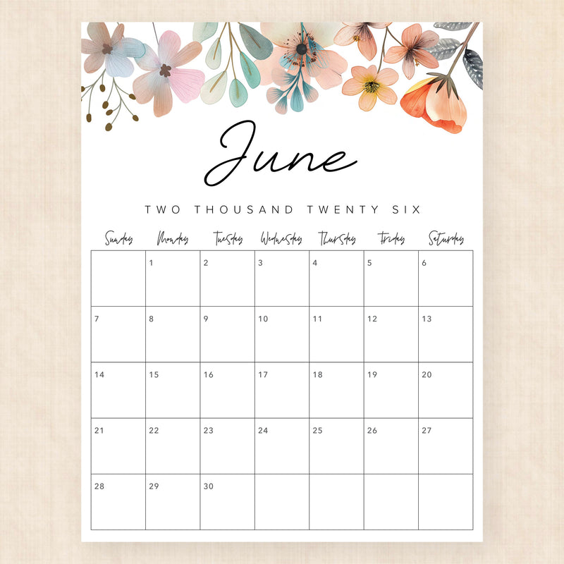 june 2026 calendar lush lagoon