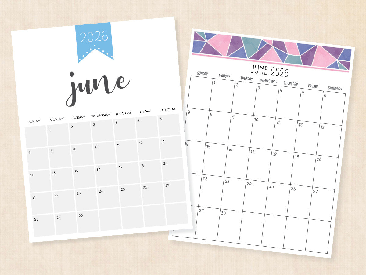 June 2026 calendar · printable pdf templates